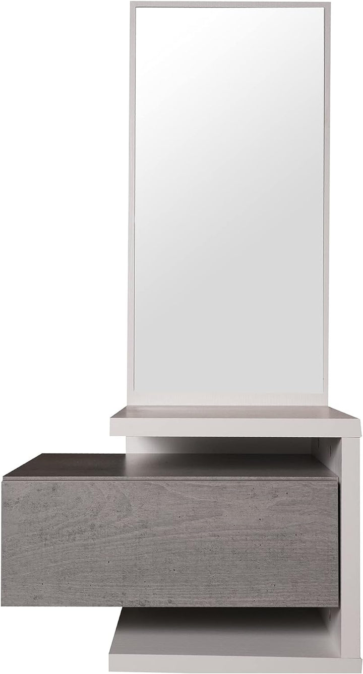 Dmora - Eingangsmöbel mit Spiegel, Flureingang mit Schublade und Regal, Taschenleerer für kleine Woh