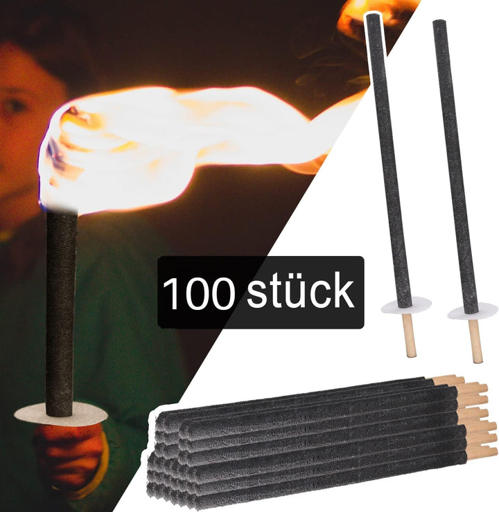 Tubiaz Wachsfackeln Brennzeit 100 min|100 StĂŒck Fackeln Mit Handschutz|Garten-Fackeln FĂŒr Nachtwande