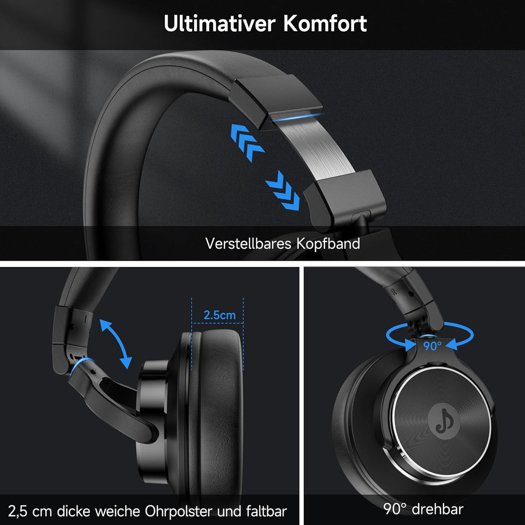 syndesmos Over Ear Kopfhörer mit Kabel, 50mm Treiber DJ Kopfhörer Professionell Studio Kopfhörer 3,5