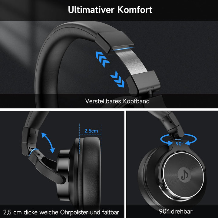 syndesmos Over Ear Kopfhörer mit Kabel, 50mm Treiber DJ Kopfhörer Professionell Studio Kopfhörer 3,5