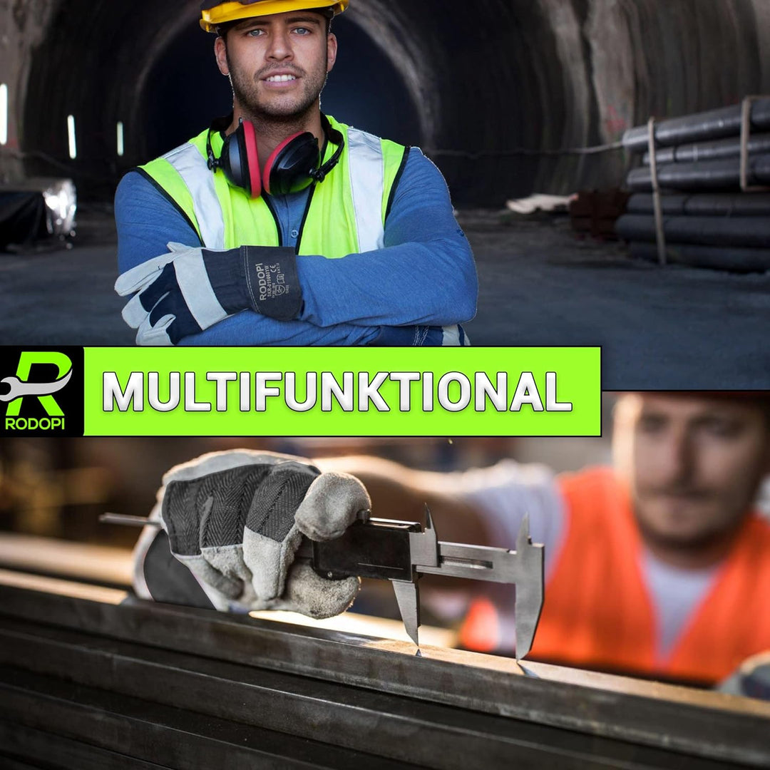 RODOPI Cowboy-Hide Arbeitshandschuhe Leder für Herren und Damen Bauhandschuhe Gr.8-11 Rindvollleder