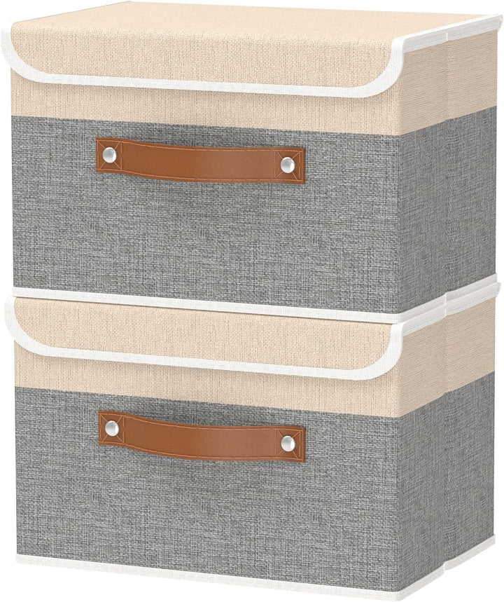 OUTBROS 2 Stück Aufbewahrungsboxen mit Deckel, 38 x 25 x 25 cm, faltbare Stoffboxen, Aufbewahrungskö