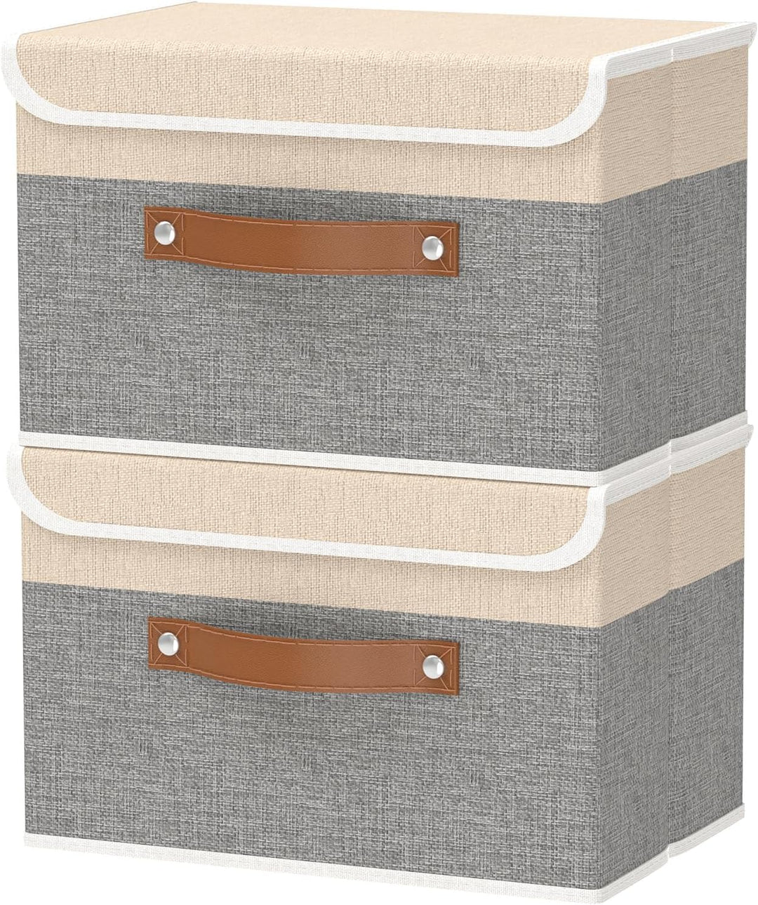 OUTBROS 2 Stück Aufbewahrungsboxen mit Deckel, 38 x 25 x 25 cm, faltbare Stoffboxen, Aufbewahrungskö