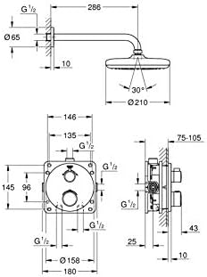 GROHE Grohtherm - Thermostat Set (Rapido SmartBox, Tempesta 210 Kopfbrause, Rainshower 286mm Brausea