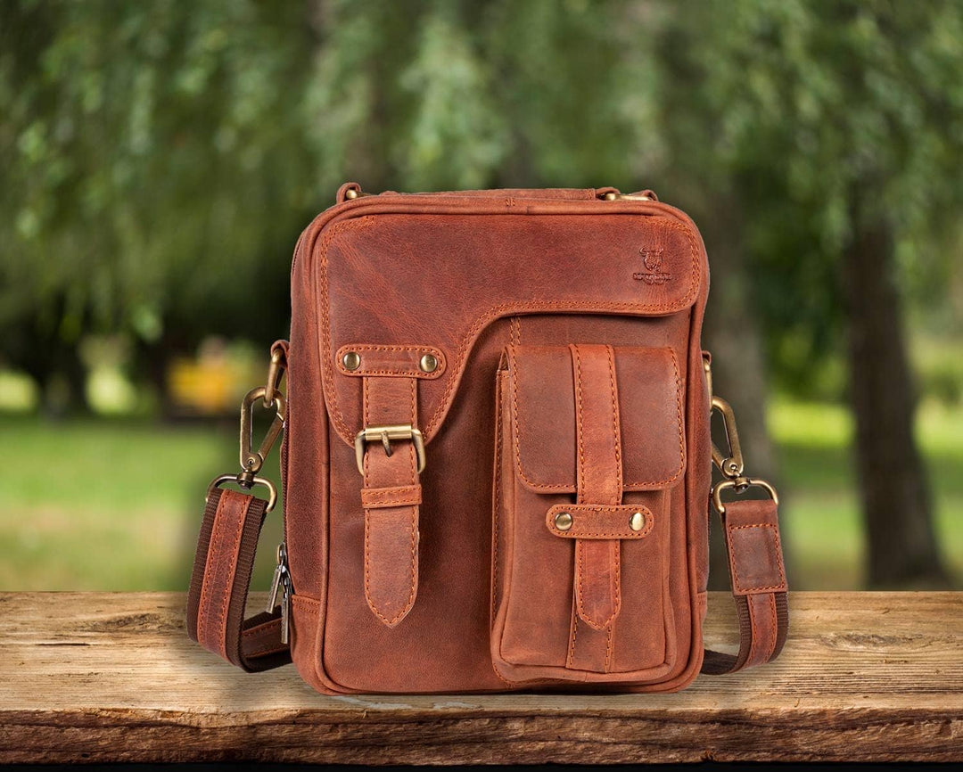 MATADOR Schultertasche Echt Leder Herren Hochwertige Arbeittasche Umhängetasche Ledertasche Tabletta