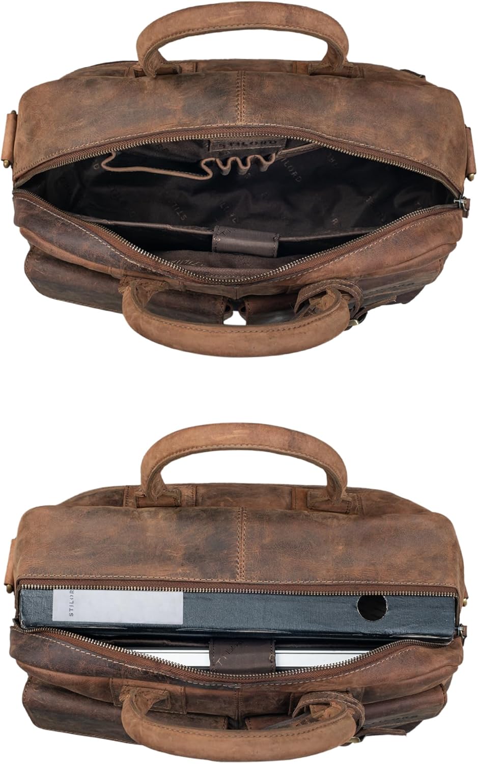 STILORD 'Carlo' Grosse Umhängetasche Leder Lehrertasche Aktentasche Schultertasche Reise Beruf Freiz