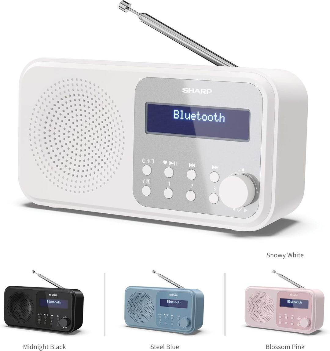 SHARP DR-P420 Portables Digitalradio (DAB/DAB+/FM mit RDS, USB, Bluetooth 5.0, 3,5mm Klinke Wecker-F