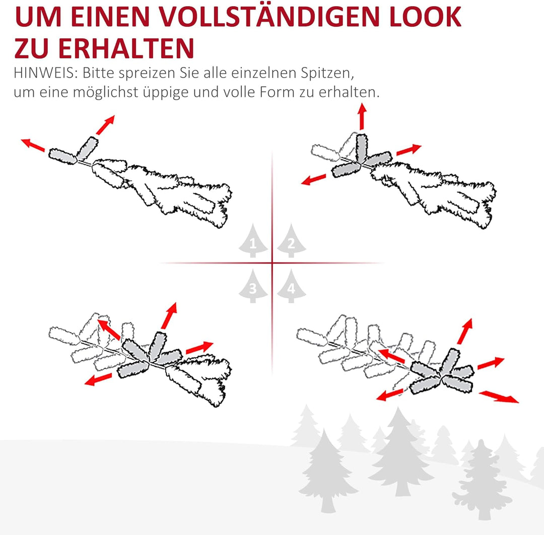 HOMCOM Künstlicher Weihnachtsbaum 1,5 m, Schmaler Christbaum mit Ständer, 294 Äste, Zerlegbar, Weihn