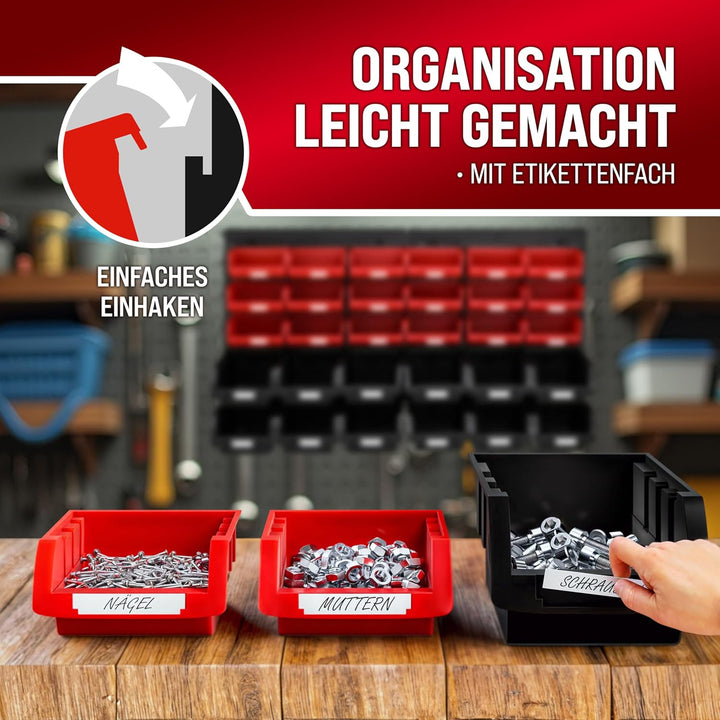 DEUBA® Stapelboxen 32 tlg. Erweiterbar Etikettenfach Stabil Stossfest Starke Wandplatten Wandregal W