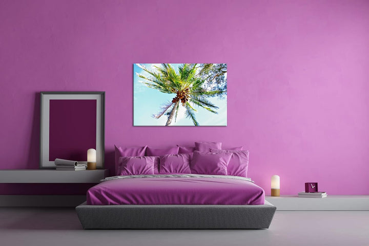 deyoli Kokosnüsse an einer tropischen Palme Format: 80x60 als Leinwandbild, Motiv fertig gerahmt auf