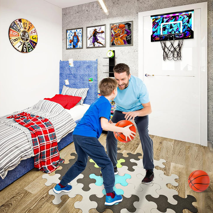 HappyGoLucky Mini Basketballkorb fürs Zimmer mit Ball und LED-Anzeige, Jungen 6-12 Jahre Basketball