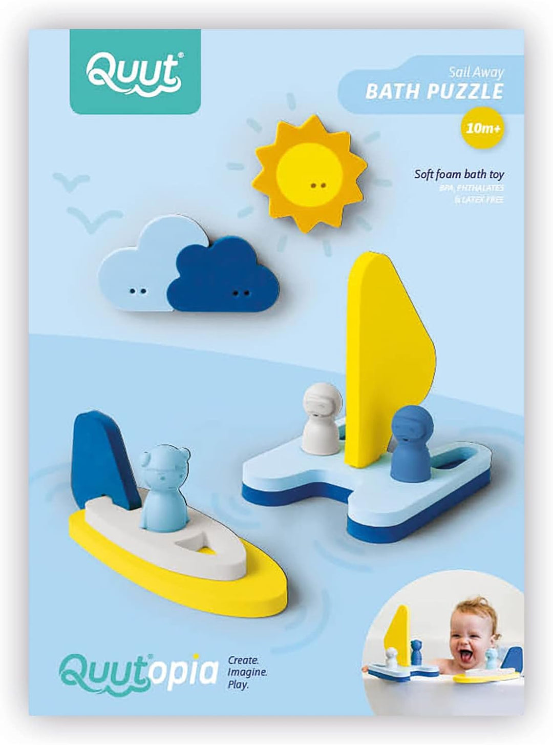 Quut Puzzle Friends Wegsegeln - Baby-Badespielzeug ab 10 Monaten - Baby-Badespiele - Fördert Motorik