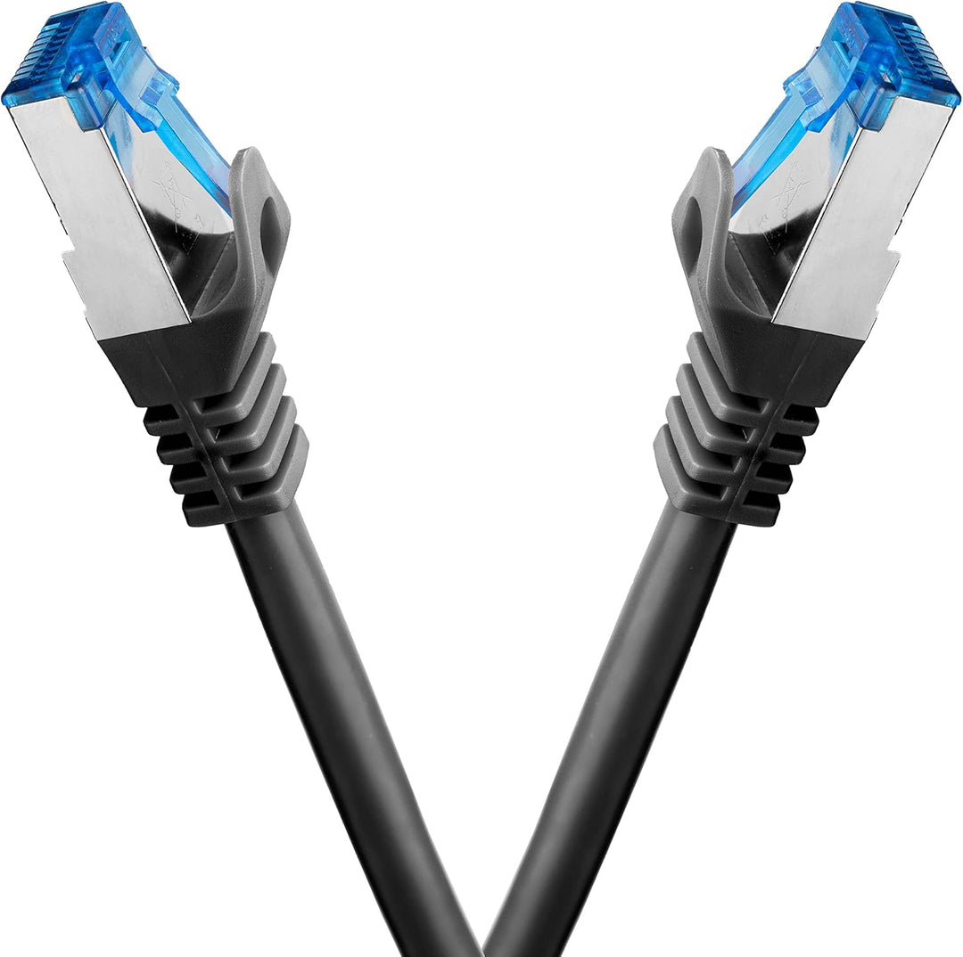 BIGtec - 10 Stück - 0,25m CAT.7 Gigabit Patchkabel Netzwerkkabel schwarz Kupferkabel Patch Ethernt L