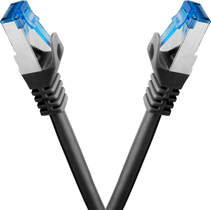 BIGtec - 10 Stück - 15m CAT.7 Gigabit Patchkabel Netzwerkkabel schwarz Kupferkabel Patch Ethernt LAN