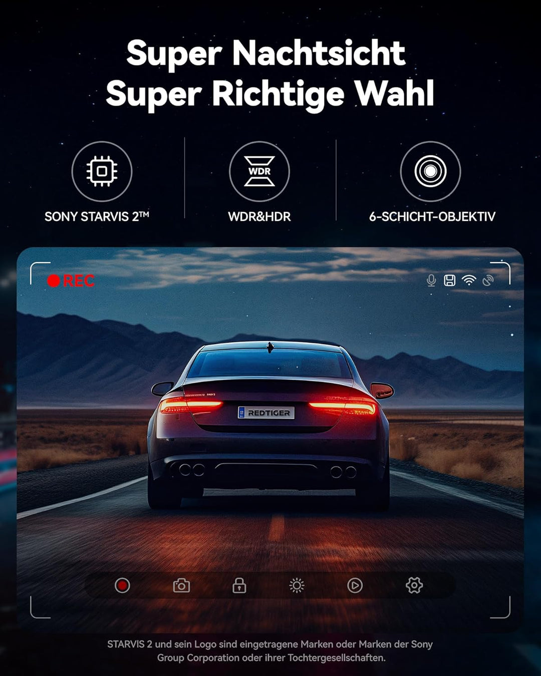 REDTIGER Dashcam Auto Vorne Hinten 4K/2,5K Mit GPS WiFi Dash Cam Auto Dashboard Recorder mit 3,16" I