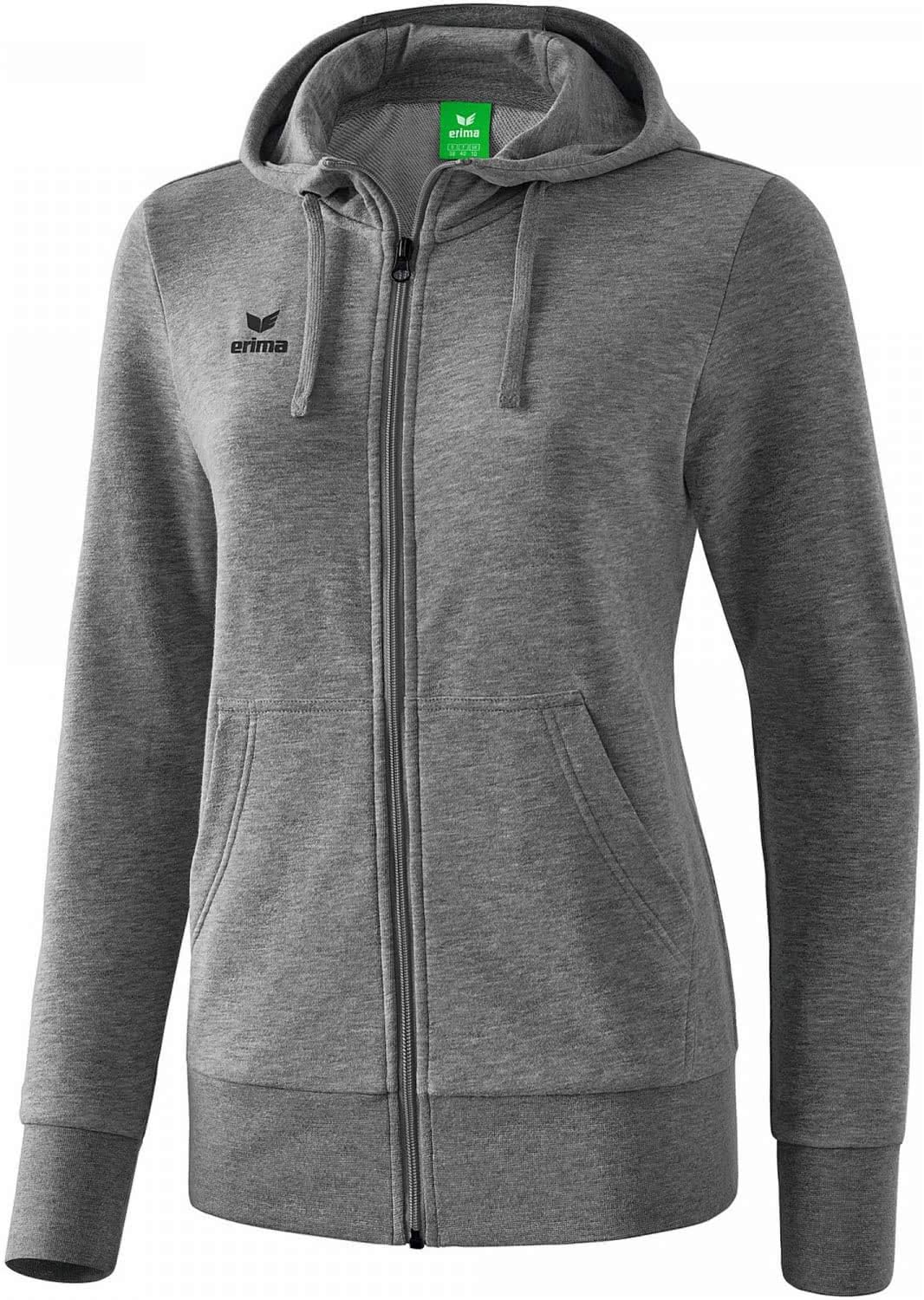 Erima Damen Basic Kapuzensweat Jacke, 34 Grau Melange