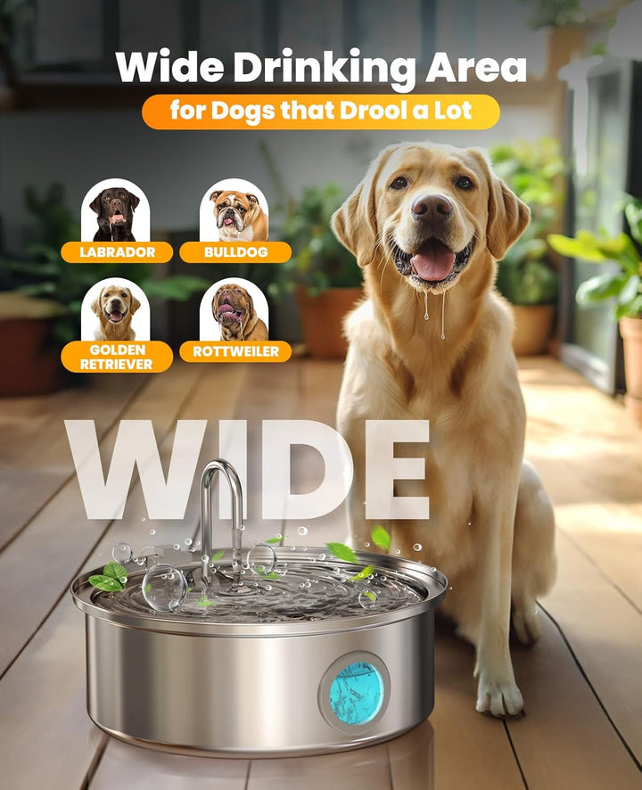 oneisall 7L Trinkbrunnen für Hunde, Katzenbrunnen für Katzen, Edelstahl Hundebrunnen mit LED-Licht,