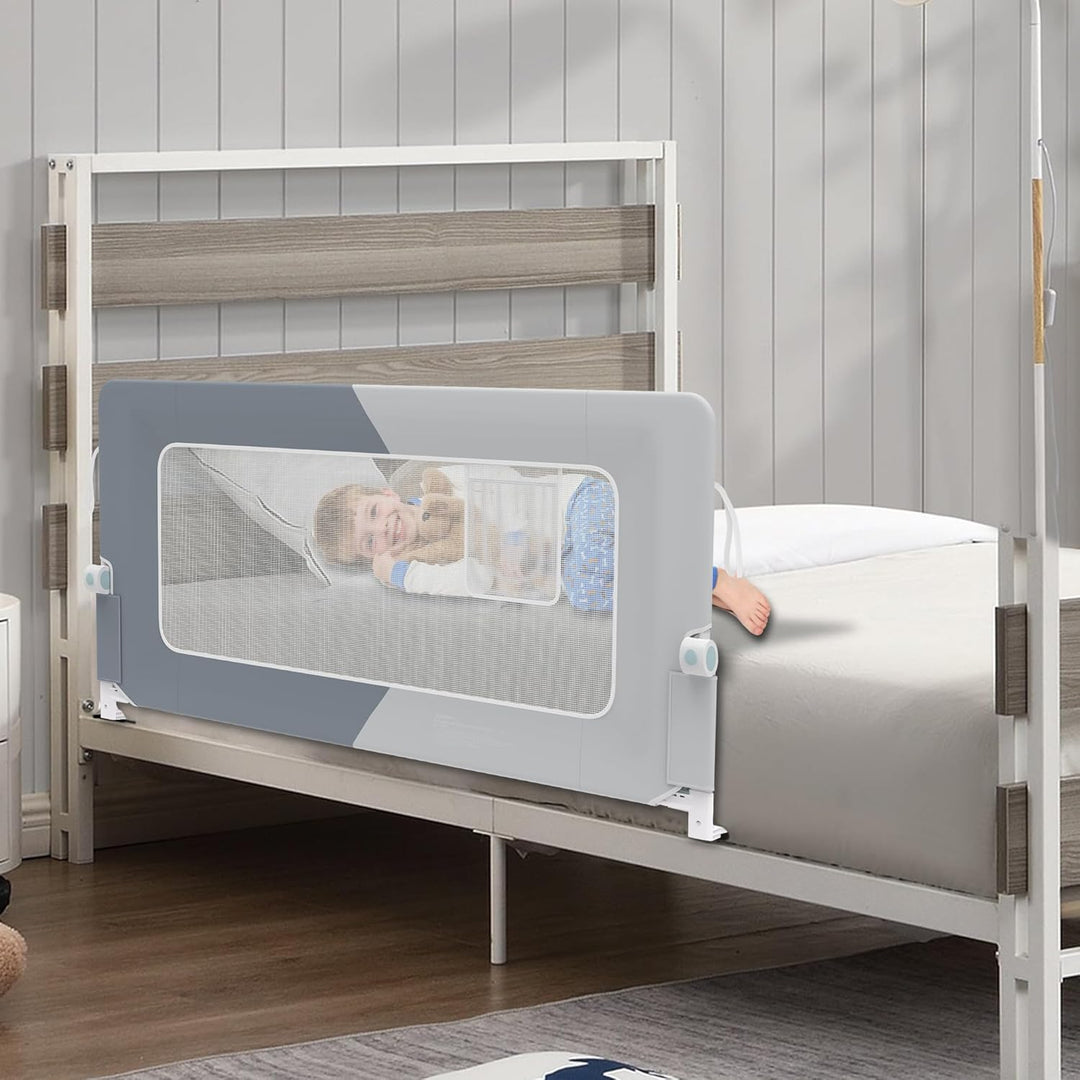 UISEBRT Bettgitter 150cm Bettschutzgitter Klappbar für Kleinkinder, Rausfallschutz Höhenverstellbar