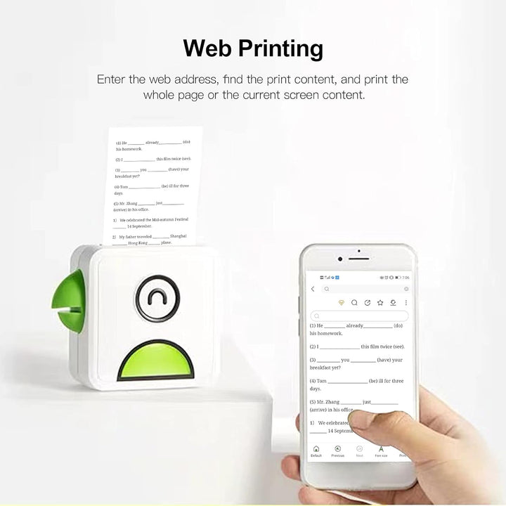 Bisofice Poooli Fotodrucker für Smartphone, Mini Fotodrucker mit 7 Rollen Thermopapier, Mini Drucker