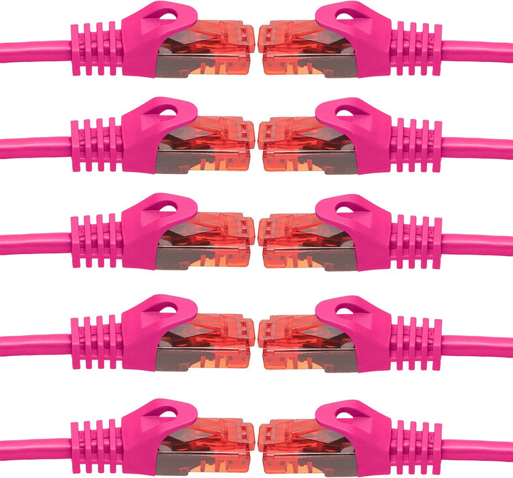 BIGtec - 10 Stück - 10m Gigabit Netzwerkkabel Patchkabel Ethernet LAN DSL Patch Kabel pink (2X RJ-45