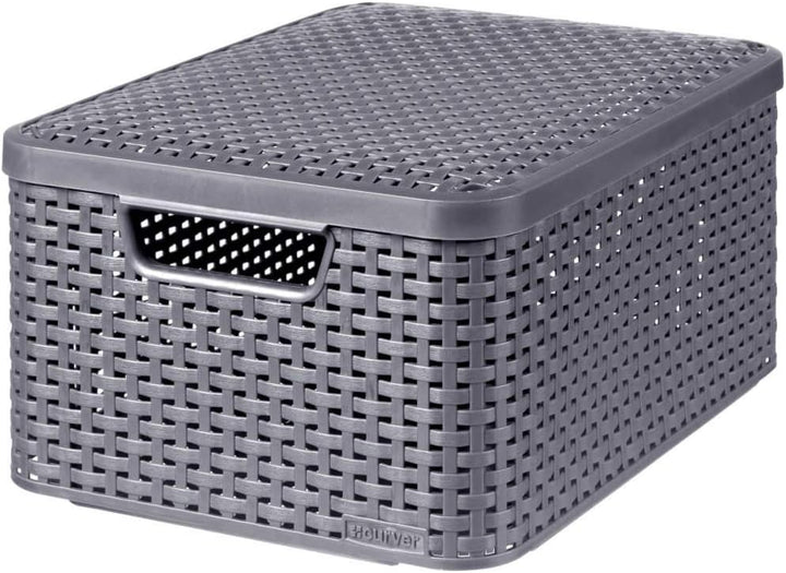 Curver 3-er Set Box M mit Deckel anthrazit, 246292 M Anthrazit, M Anthrazit