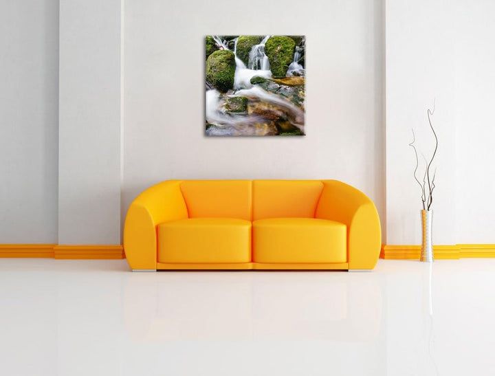 Gertelbach im Schwarzwald, Format: 70x70 auf Leinwand, XXL riesige Bilder fertig gerahmt mit Keilrah