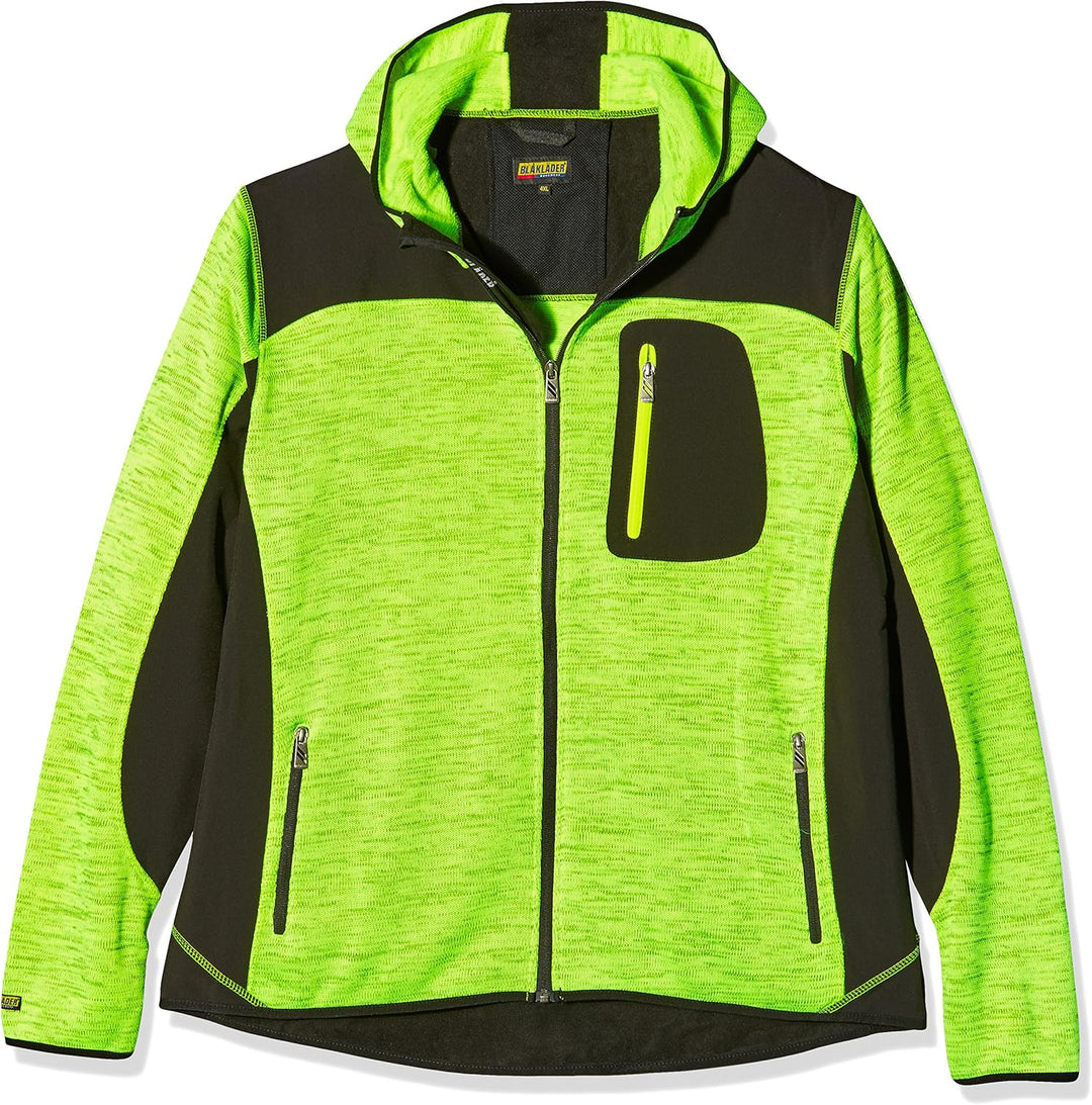 Blakläder Strickjacke mit Softshell-Verstärkungen, 1 Stück, M, gelb / schwarz, 493021173399M Gelb/Sc