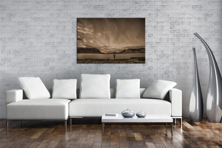 deyoli mystische Nordlichter am Abendhimmel Effekt: Sepia, Format: 80x60 als Leinwandbild, Motiv fer