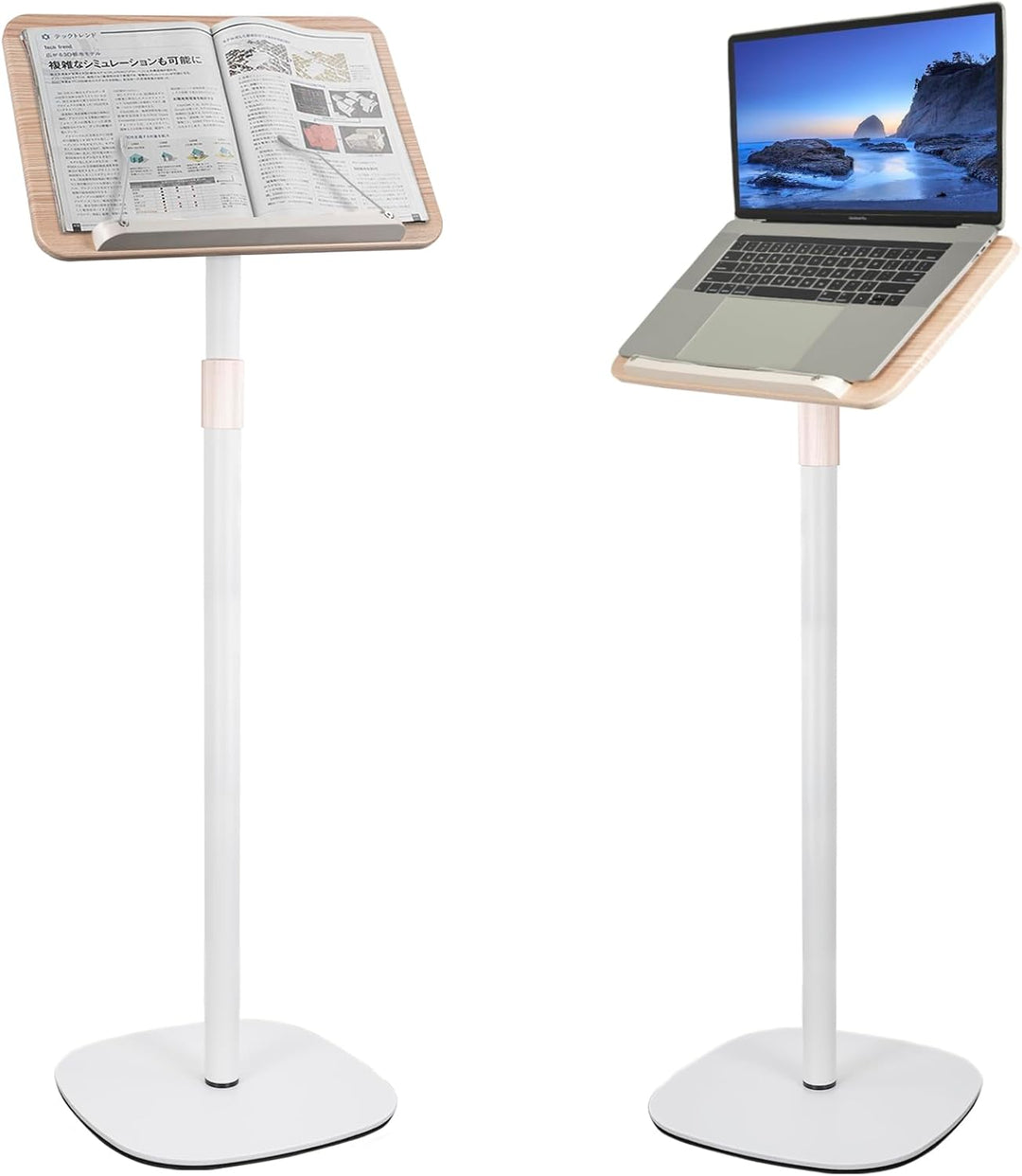OUUTMEE Lesebuchständer, anhebbarer Beistelltisch, Winkelverstellung, Metallstruktur, Laptop, Kochbu