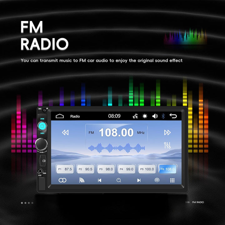 【2025 Upgrade】 Camecho Doppel DIN Autoradio Bluetooth 7 Zoll BildschirmTouchscreen MP5 Player USB/SD