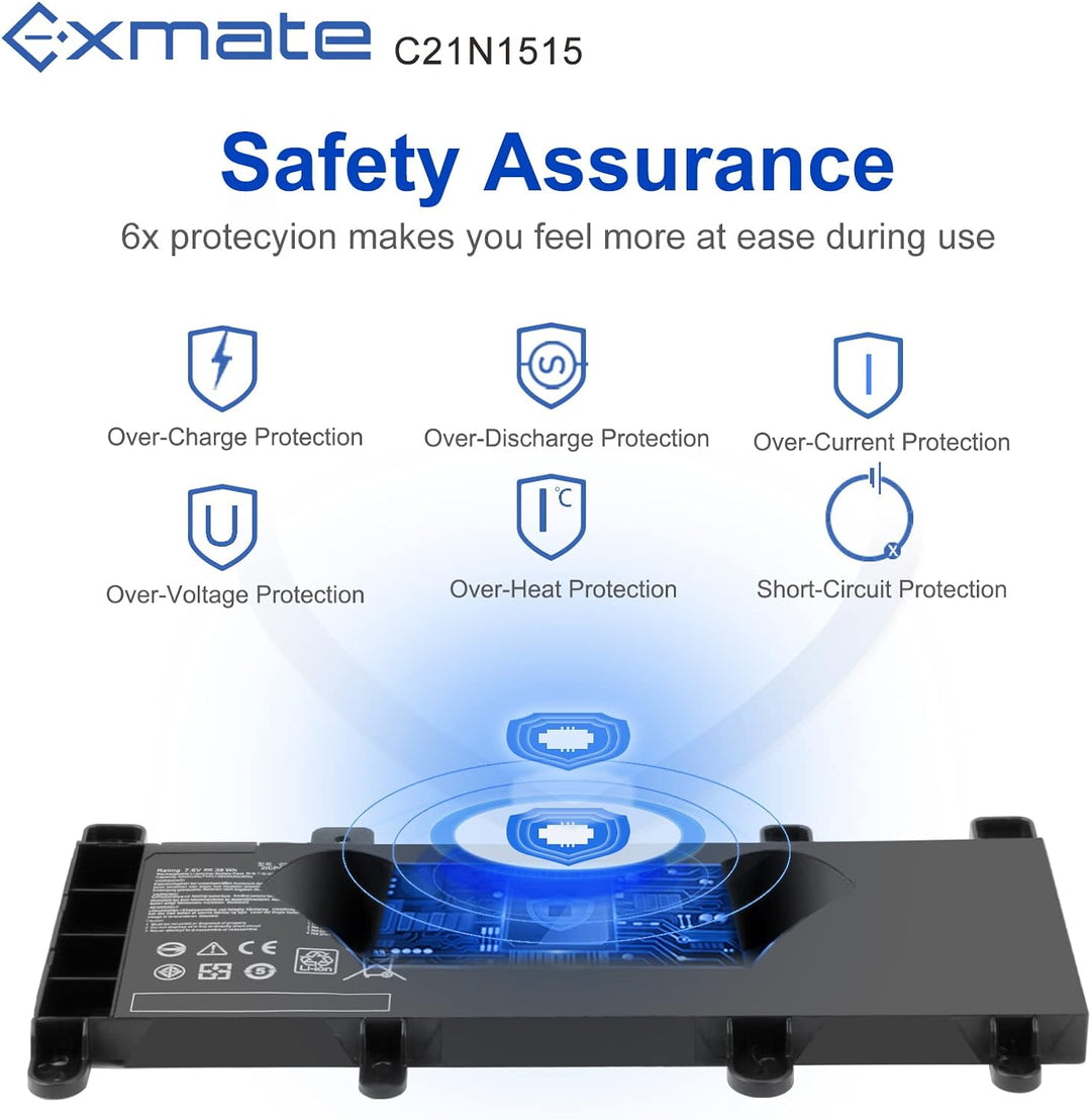 Exmate C21N1515 Laptop Akku für ASUS K756U X756U X756 X756UA X756UB X756UF X756UJ X756UQ X756UV X756