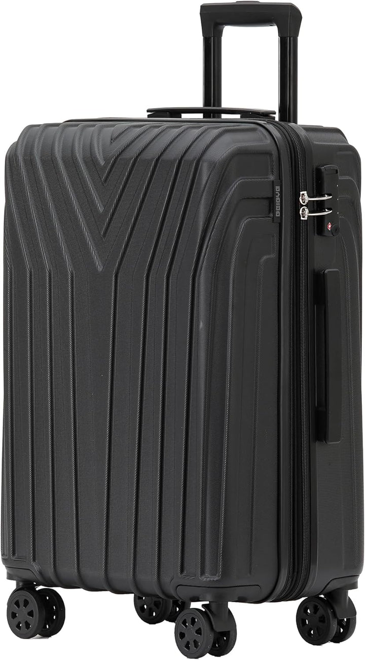 BEIBYE Kofferset Rollkoffer Koffer Hartschale,TSA Schloss, Zwillingsrollen, Erweiterung (Schwarz, Se