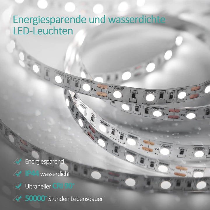 EMKE Badspiegel mit Beleuchtung 50cm Spiegel rund mit dimmbar Kaltweiss Licht, Speicherfunktion, Tou