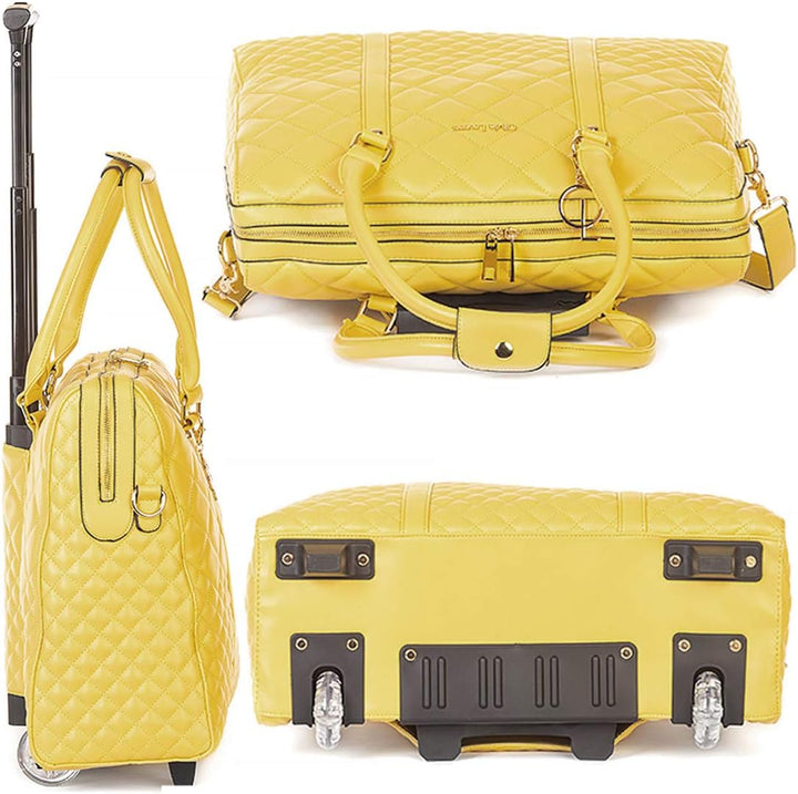 Bowatex Luxus Damen Schulter Gurt Laptop Akten Rollen Trolley + Handtasche Gelb