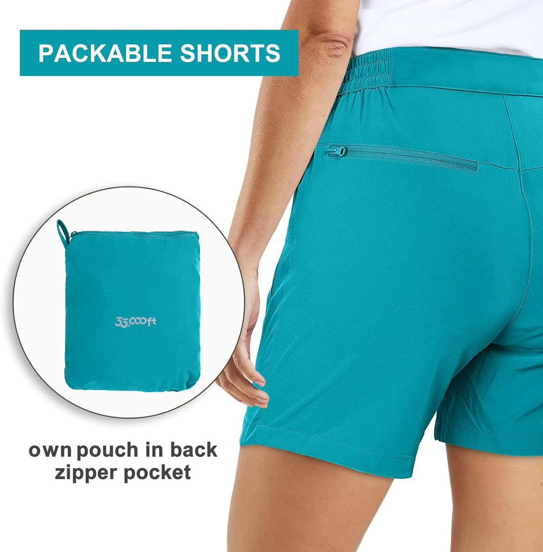 33,000ft Wanderhose Damen Kurz, Cargo Shorts Bermuda Stretch Leichte Laufshorts Sommer UPF50+ Kurze