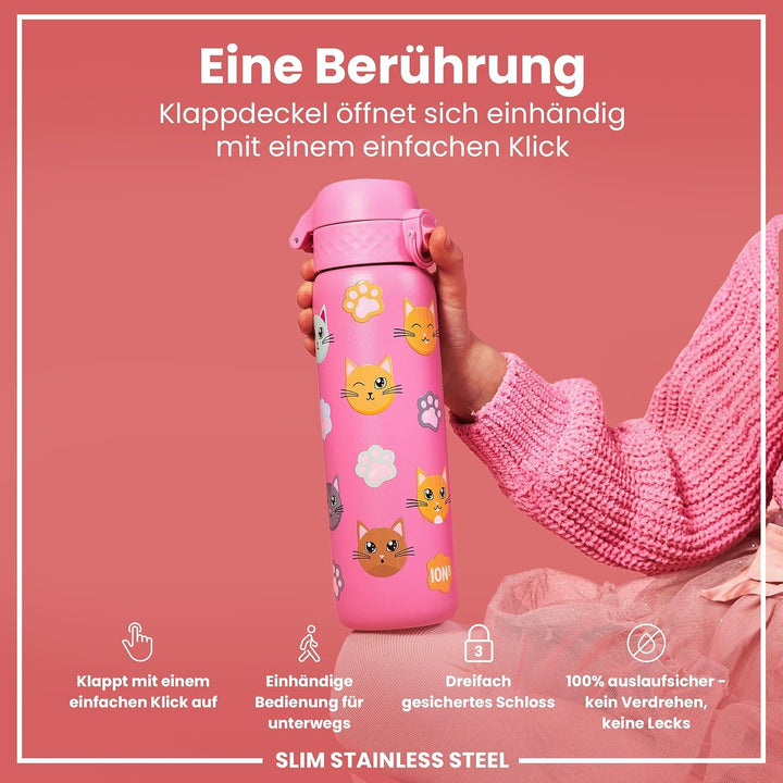 Ion8 Trinkflasche, Auslaufsicher, Einhandöffnung, Sichere Verriegelung, Spülmaschinenfest, Tragegrif