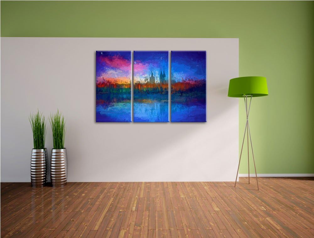 Polarlichter über der Skyline von Köln Spezial 3-Teiler Leinwandbild 120x80 Bild auf Leinwand, XXL r