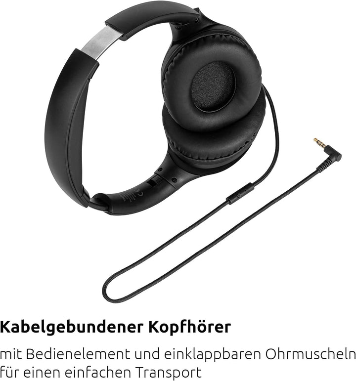 TechniSat STEREOMAN 3 – kompakter Hi-Fi-Kabelkopfhörer (gepolsterte Ohrmuscheln aus PU-Leder, Over-E