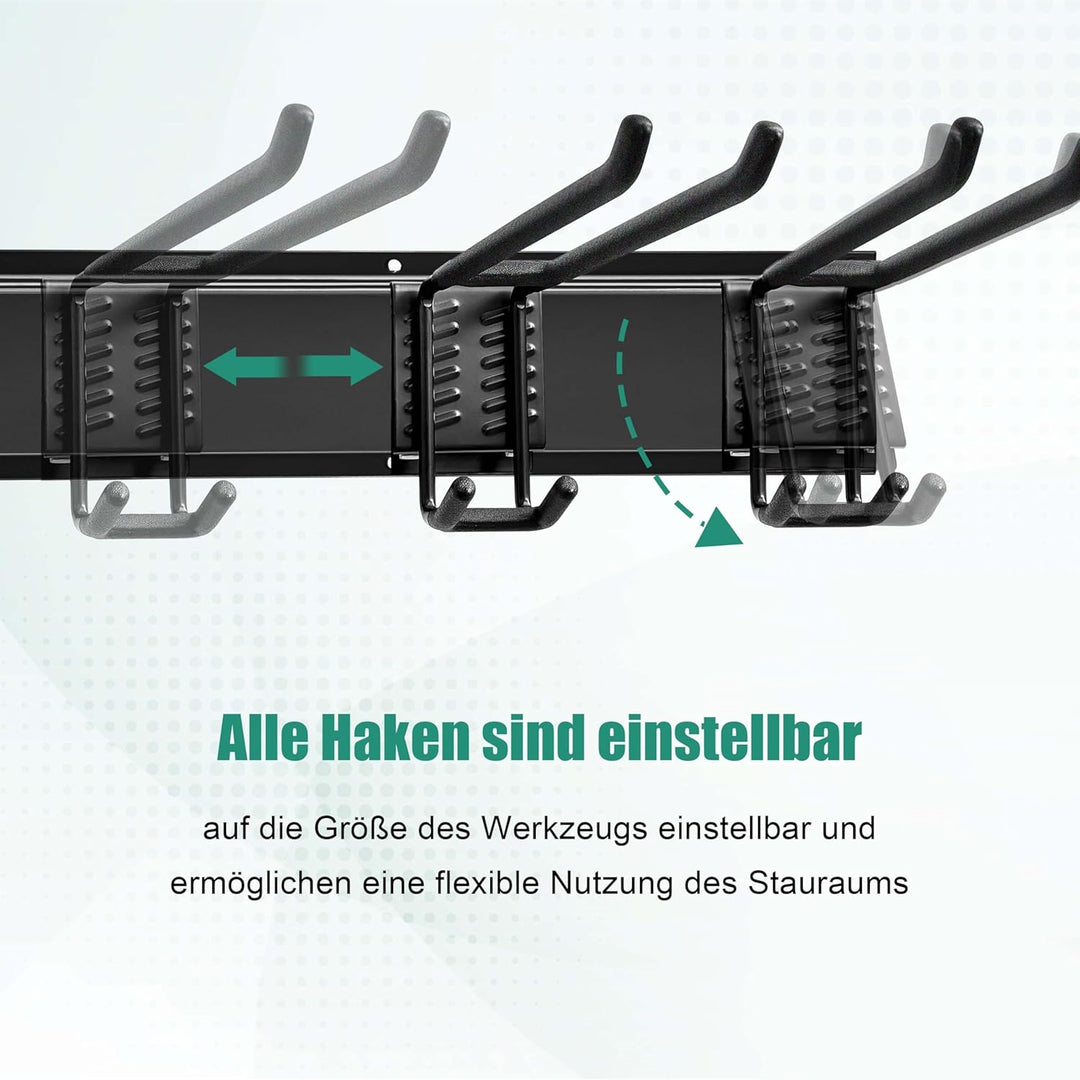 Mimoke Garagen-Wandregal & Werkzeughalter – 4 Paneele, 9 Haken, 162 cm, Robust & Vielseitig, Ideal f