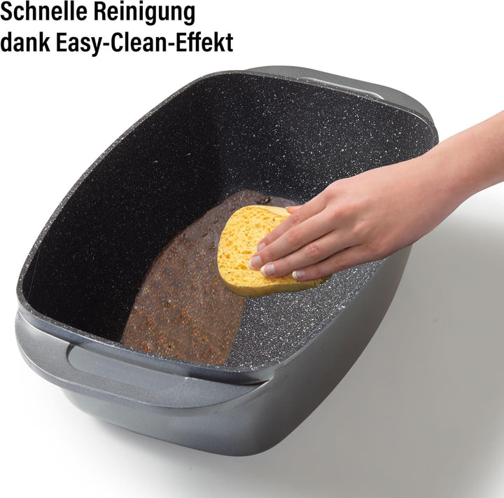 STONELINE Bräter Induktion 43 x 26 cm, 7,8 L, Bräter mit Deckel backofengeeignet, Deckel als Auflauf