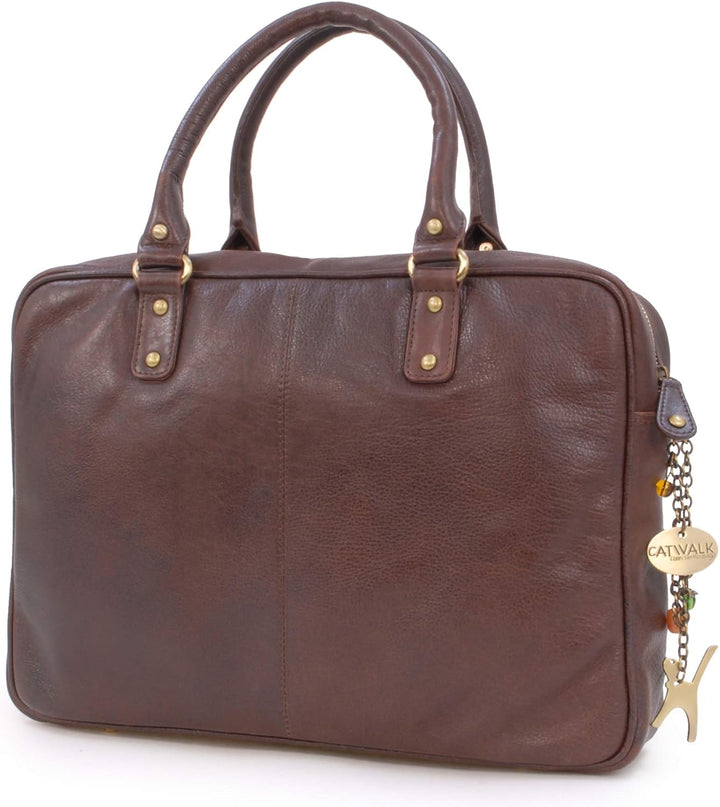 Catwalk Collection Handbags - Leder - Schultasche/Arbeitstasche/Aktentasche für Damen - Laptop/iPad