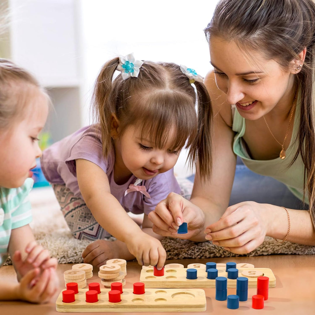 Wisplye Montessori Mathe Spielzeug, Rechenstäbchen Holz Zahlen, Holzspielzeug Addition und Subtrakti