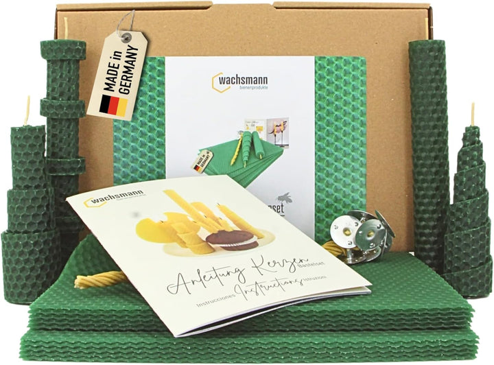 Wachsmann DIY Bienenwachs Kerzen Bastelset – Starterset für 10 Kerzen in vielen Farben – 100% reines
