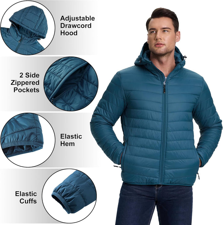 33,000ft Herren Leichte Steppjacke Outdoor Wasserbeständige Übergangsjacke Warme Winterjacke für Män