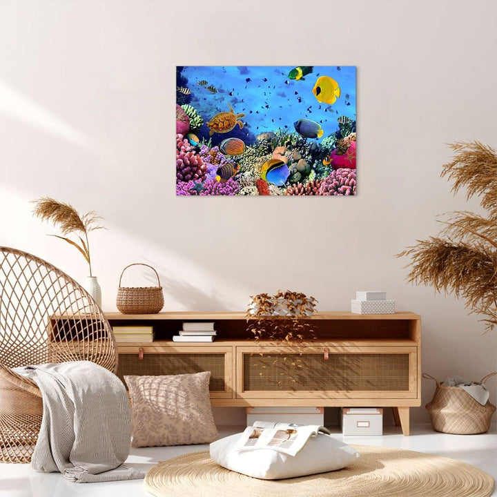 ARTTOR Bilder auf Leinwand Korallenriff Leinwandbild mit Rahmen 70x50cm Wandbilder Dekoration Wohnzi