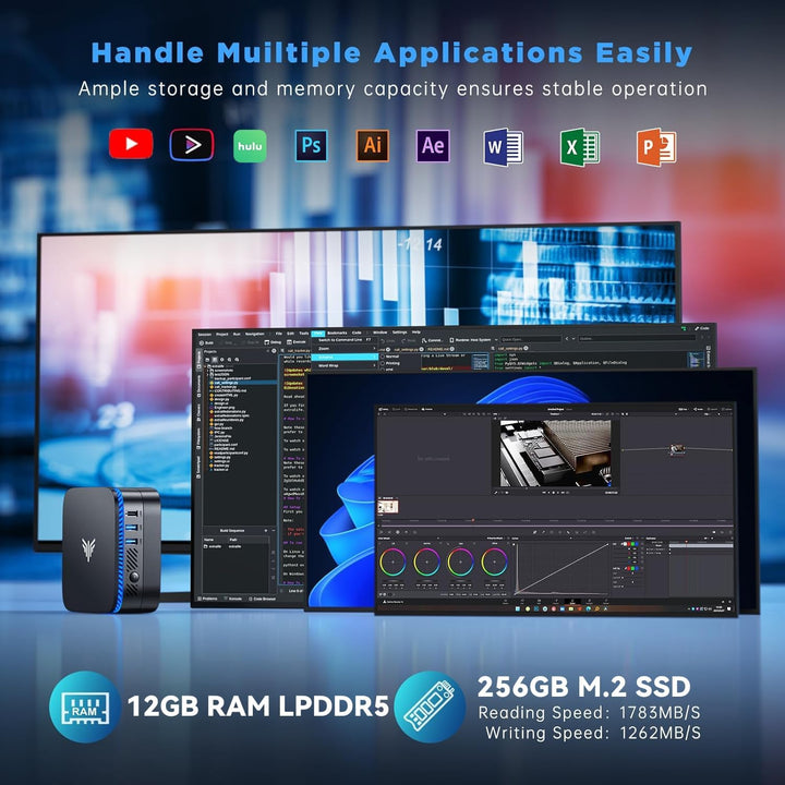NiPoGi AK1 PRO Mini PC Windows 11, Intel 11. Gen N5105 (bis zu 2,9 GHz) Mini Computers, 8GB DDR4 256