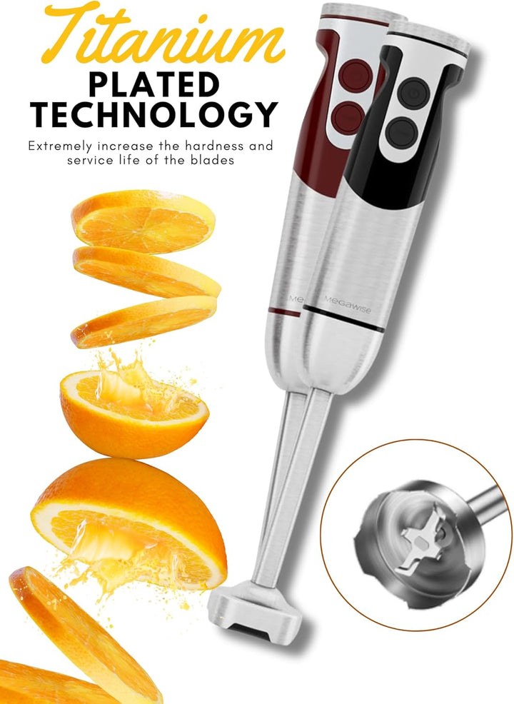 MegaWise Pro Titanverstärkter 5-in-1-Stabmixer, leistungsstarke 400 W mit 80% schärferen Klingen, ka