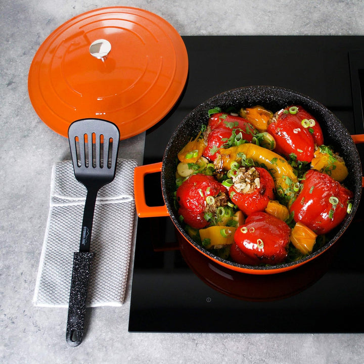 STONELINE Bräter Induktion 28 cm, 4,2 L, Bräter mit Deckel, Aluguss beschichteter Topf mit echten St