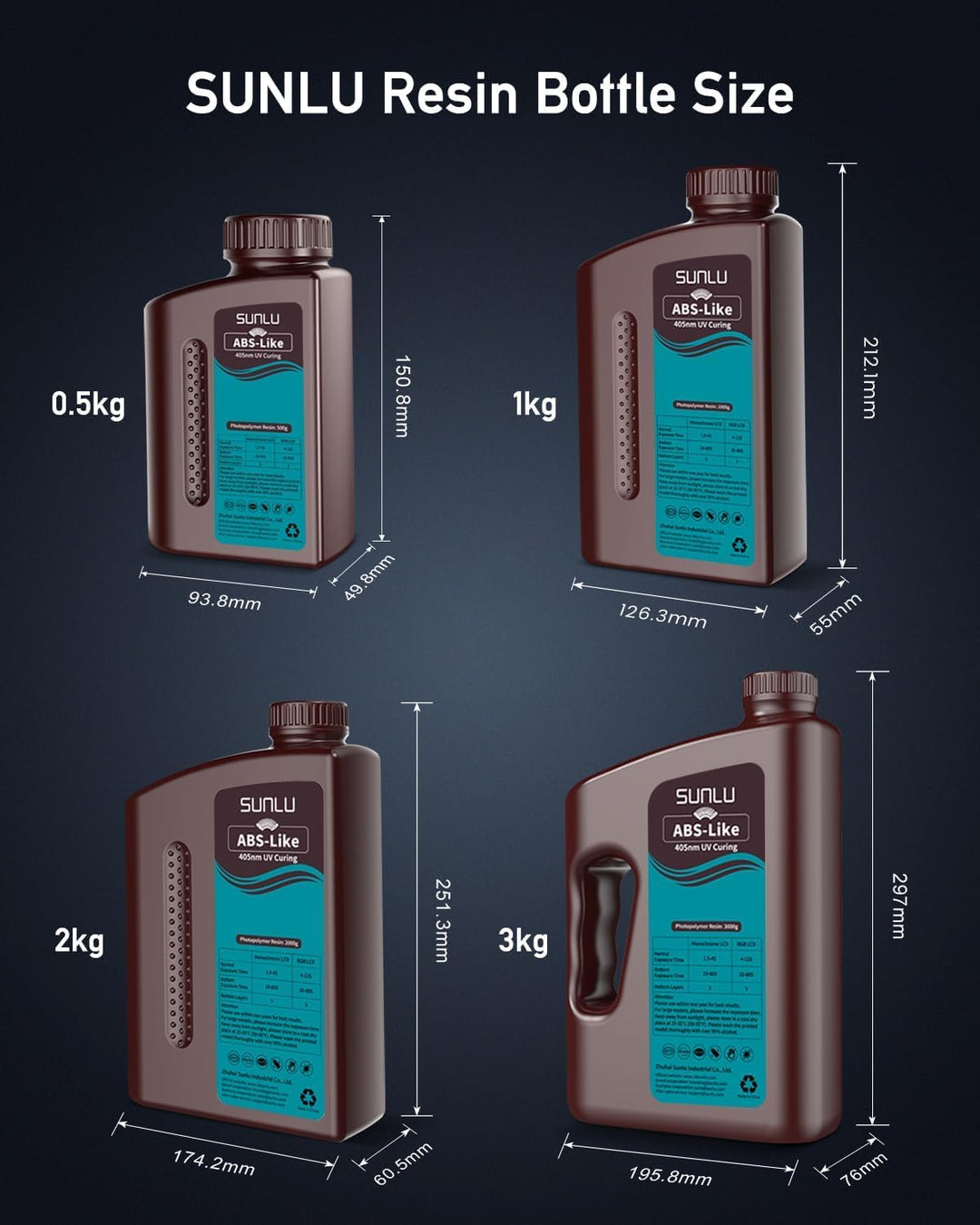 SUNLU ABS-Like 3D Drucker Resin 1KG, 405nm UV-härtendes Standard Photopolymer Schnellharz für den LC