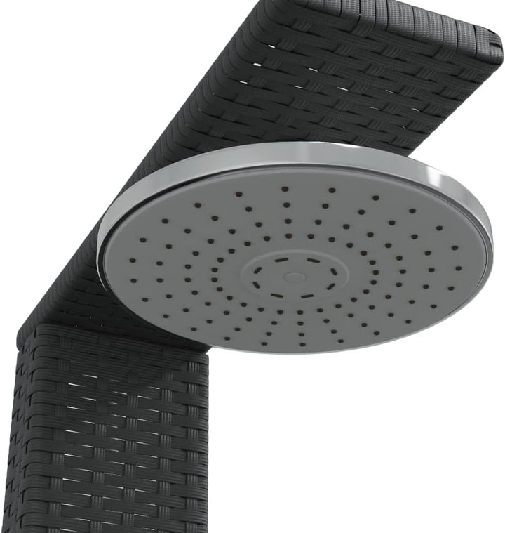 Faroom Rattan Gartendusche mit 180° Regenduschkopf Grosser Pooldusche mit Lattenboden Outdoor Dusche